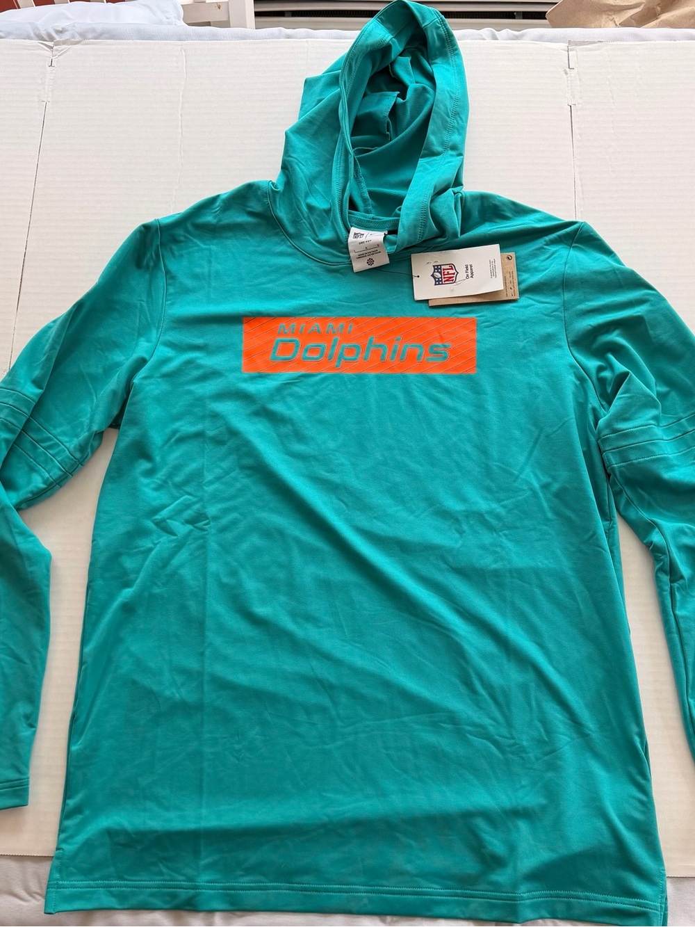 Nike Teal and Orange Miami Dolphins Graphic Crew